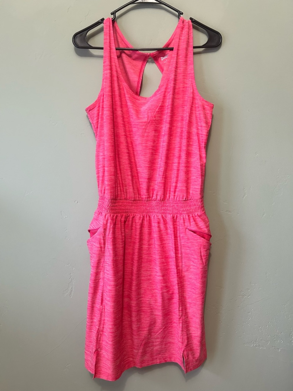 Duluth Trading Co Hot Pink Sleeveless Romper Dress with Pockets